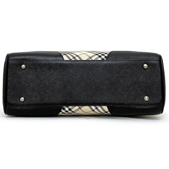 Burberry Tote Bag Beige Black Check Nova Handbag Canvas Leather BURBERRY Wome... - Picture 5 of 10